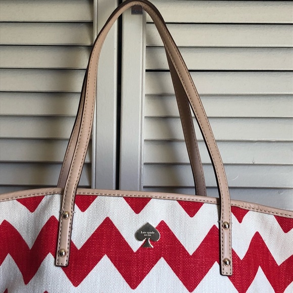 kate spade Bags Kate Spade New York Chevron Tote Red White Tan